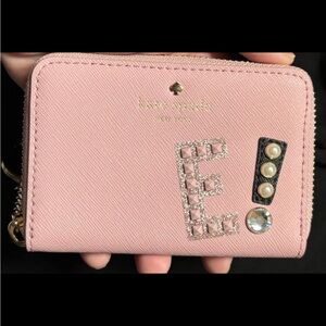Kate Spade “E” Embellished Pink Key Ring Wallet